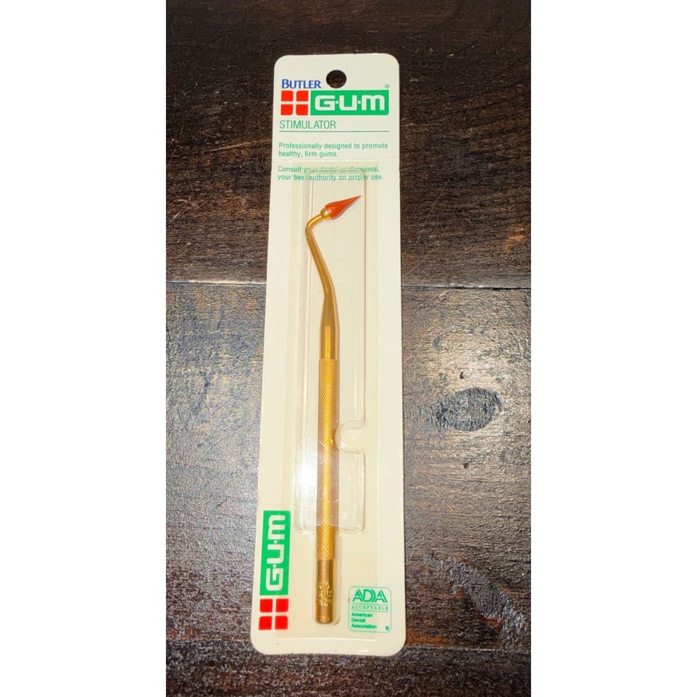 Butler GUM Stimulator 600 Vintage Gold Tone Metal Handle Dental Tool New NIP